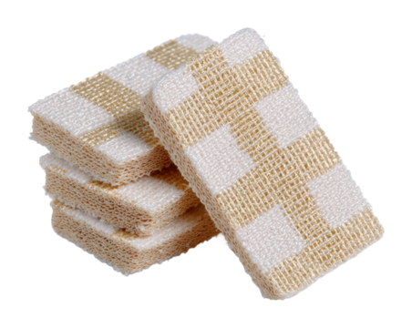 Cleaning action with sponges in kitchen environment view isolated on transparent background