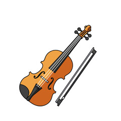 Fototapeta premium Classic Violin with Bow Vector Illustration
