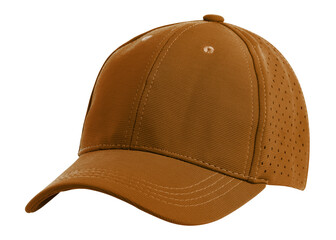 Side View Realistic Cap Mock Up In brown khaki texture is a high resolution hat mockup to help you present your designs or brand logo beautifully. Dark
