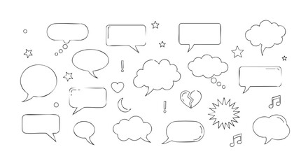 Fototapeta premium Dynamic collection of speech bubbles icons and graphic elements for creative design projects