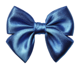 Beautiful blue satin bow fashion accessory view isolated on transparent background
