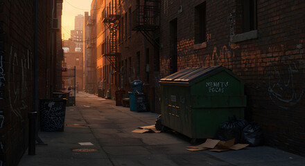 Urban Alleyway with Dumpster