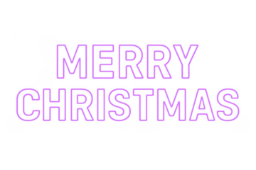 Merry christmas neon sign on transparent background