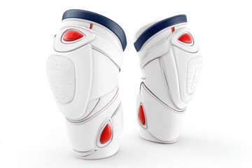 Modern protective sports gear with sleek white design and vibrant red accents for athletes, ideal...