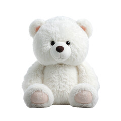 Obraz premium Adorable white teddy bear plush toy isolated on transparent White background png