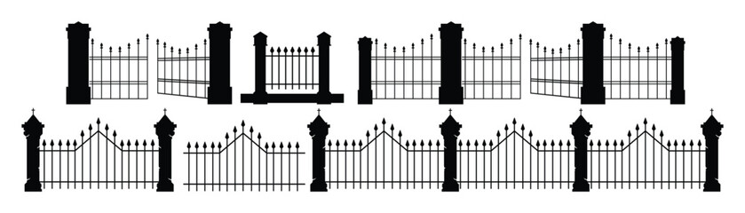 A set of intricately designed wrought iron gates featuring ornamental detailing and decorative pillars, showcasing elegance and traditional craftsmanship, suitable for architectural.
