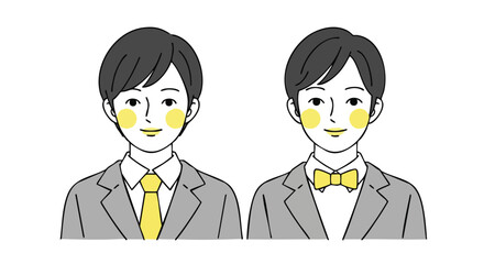 Elegant groom illustration with bow tie and suit, ideal for wedding invitation or greeting card designs