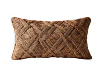 Beige woven throw pillow with diamond pattern