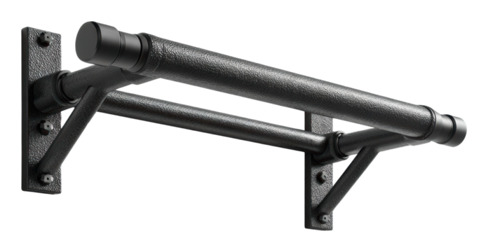 Strength training bar installation home gym product isolated on transparent background