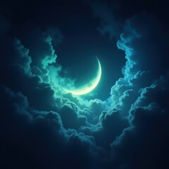 Fototapeta premium Serene Night Sky with Crescent Moon