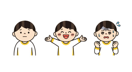 From sad to happy to worried child expressing emotions, suitable for mental health awareness campaigns