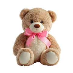Cute Teddy Bear with Pink Bow isolated on transparent White background png