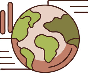 Outline infographic globe with bars and percentages around rim, colourful lines, with white background.