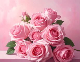 Delicate Pink Roses Bouquet Image