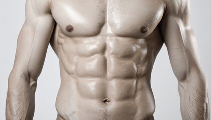 Obraz premium Close-up of a well-defined, muscular male torso showcasing sculpted abdominal muscles