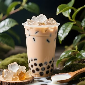 4k high quality Ai generative HD photo realistic drink ice cube sugar sweet manis minuman coklat milk soda popping bubble boba jelly brown sugar shake tea coconut coffee kelapa santan susu chocolate