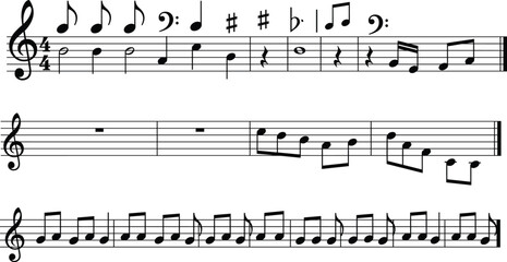 Fototapeta premium Musical notes sheet, music theory, treble clef, bass clef, musical symbols, melody line, music composition, music notation, learning music