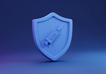 Vaccination Shield Medical Protection Symbolizing Immunity with Syringe Depiction Promoting Healthcare and Disease Prevention Through Vaccines Illustration for Health Concepts