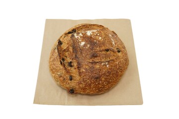 Traditional Olive Village Bread Loaf Isolated on White Background