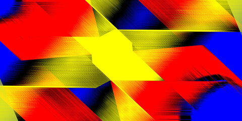 Abstract geometric gradient with bold red, yellow, and blue intersecting diagonal streaks in vibrant digital art