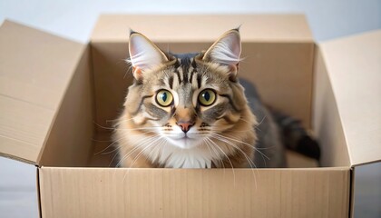 Cat in a cardboard box