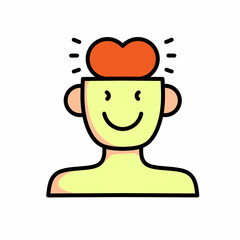 Vector art of a human with a head full of love that symbolizes mental health, suitable for health and mental themed needs.