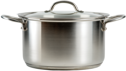 Stainless steel pot with glass lid