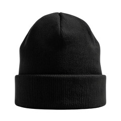 black Beanie hat isolated on transparent White background pn