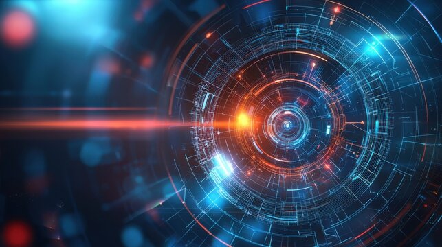 Abstract circular design representing the concept of automated quantum decision-making in advanced computing systems