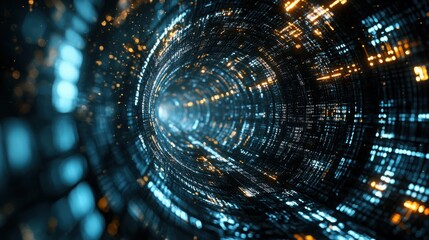 Captivating tunnel of light depicting the concept of automated quantum optimization algorithms in advanced computing