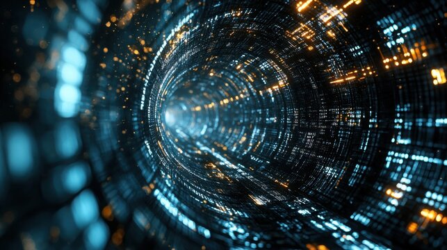 Captivating tunnel of light depicting the concept of automated quantum optimization algorithms in advanced computing