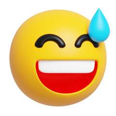 Grinning Face with Sweat Emoji 3D