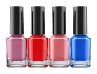 Nail polish application tips home video tutorial bright colors isolated on transparent background