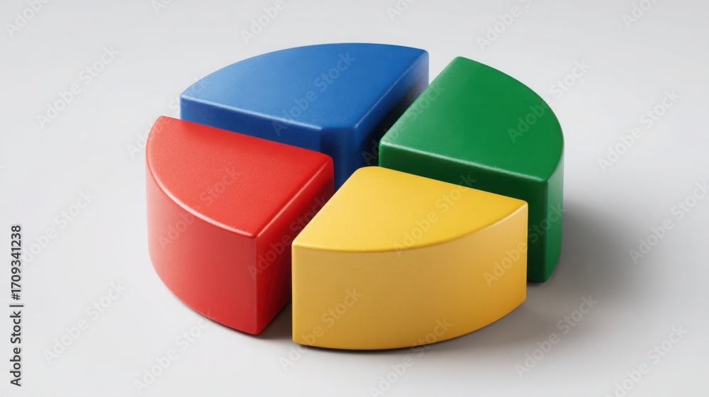 Poster informative pie chart depicting climate risk diversification in a minimalist icon concept design for