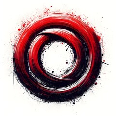 A red circle ring shape dirty grunge isolated on white background.