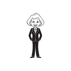 Old woman in formal clothes black and white vector illustration simple minimalist portrait design