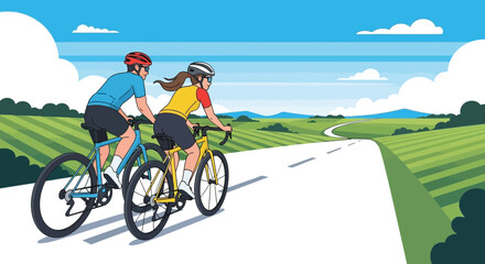 Obraz premium Couple enjoying a cycling trip together.