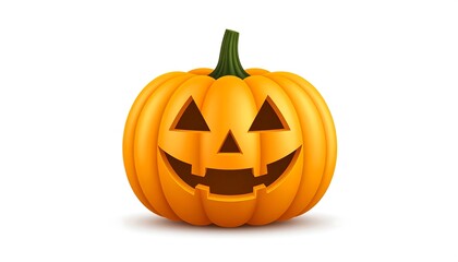 A cheerful orange pumpkin with a carved jack-o'-lantern face