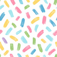 Simple seamless vector pattern with colorful brushstrokes on a white background
2