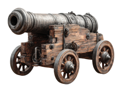 Historic cannon display museum exhibit antique isolated on transparent background
