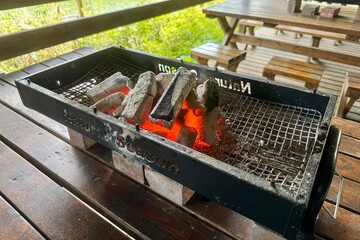 木炭の火おこし