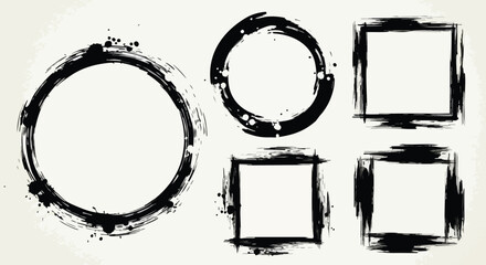 Dynamic hand-painted brushstroke frames and circles for elegant design elements