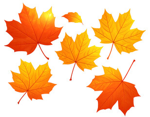 Obraz premium Whimsical Autumn Leaves – Floating Seasonal Set