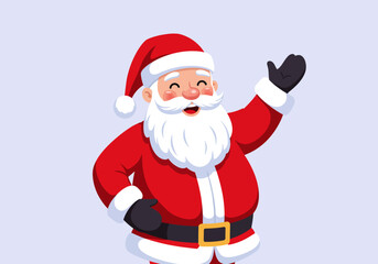 Cheerful Santa Claus Waving Hand Illustration for Christmas.
