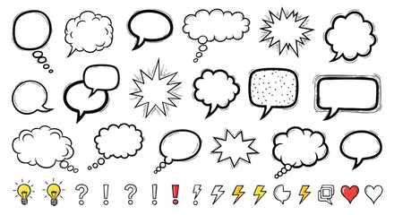 Dynamic comic speech bubbles and icons for creative expression and idea generation
