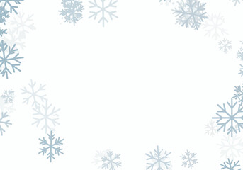 Snowflake Frame Winter Holiday Background with Delicate Snowflakes.