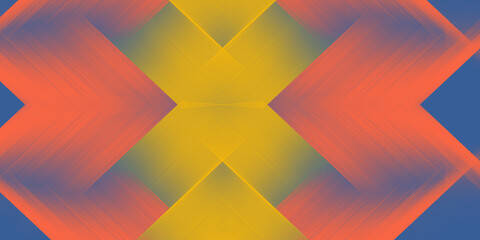 Vibrant gradient abstract art with symmetrical yellow and orange glowing textures on a deep blue modern background