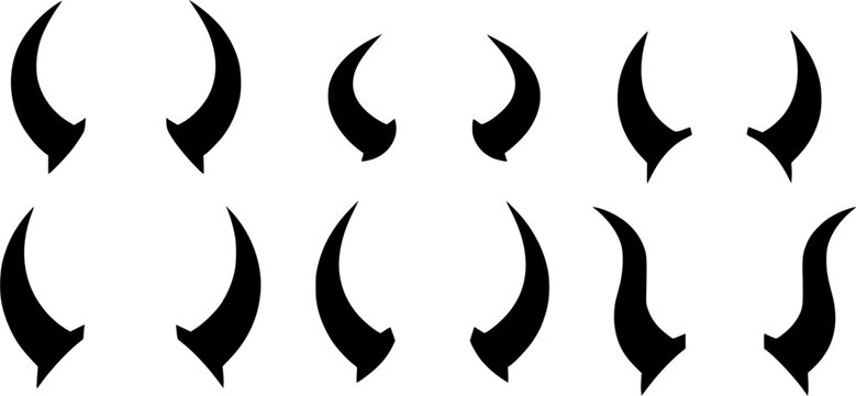 Set of devil horns silhouette vector art
