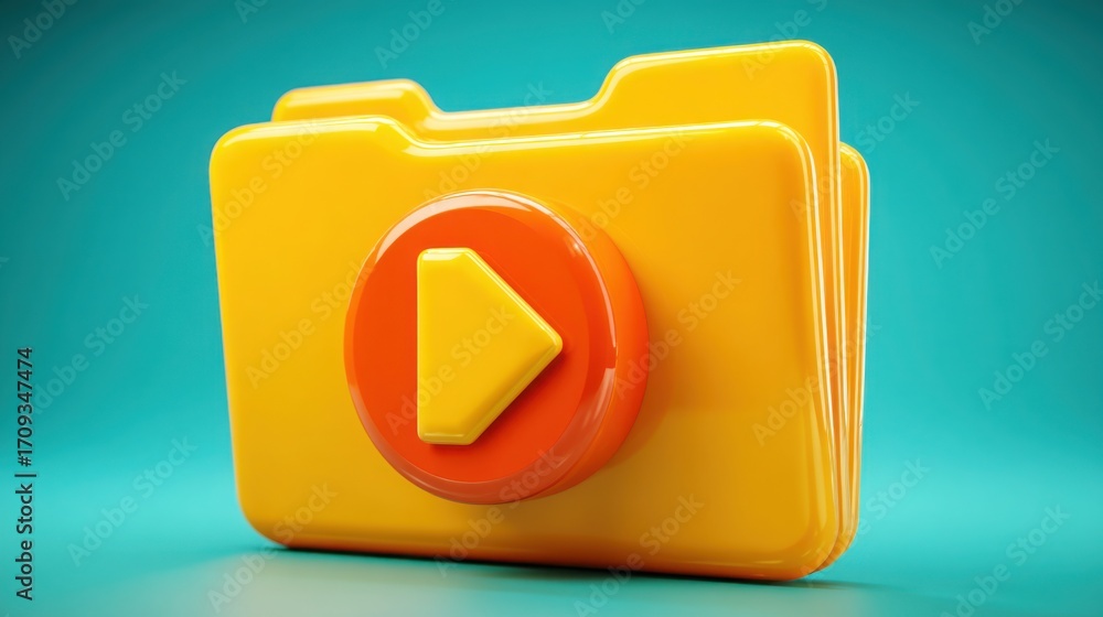 Poster a bright yellow plastic device representing corporate entity file icon concept with folder marked fo