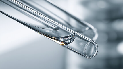 Glass test tubes with liquid sample